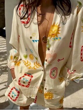 Printed long sleeve and shorts